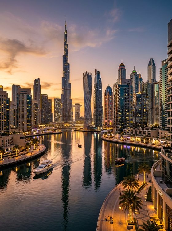 United Arab Emirates Dubai Marina & Burj Khalifa