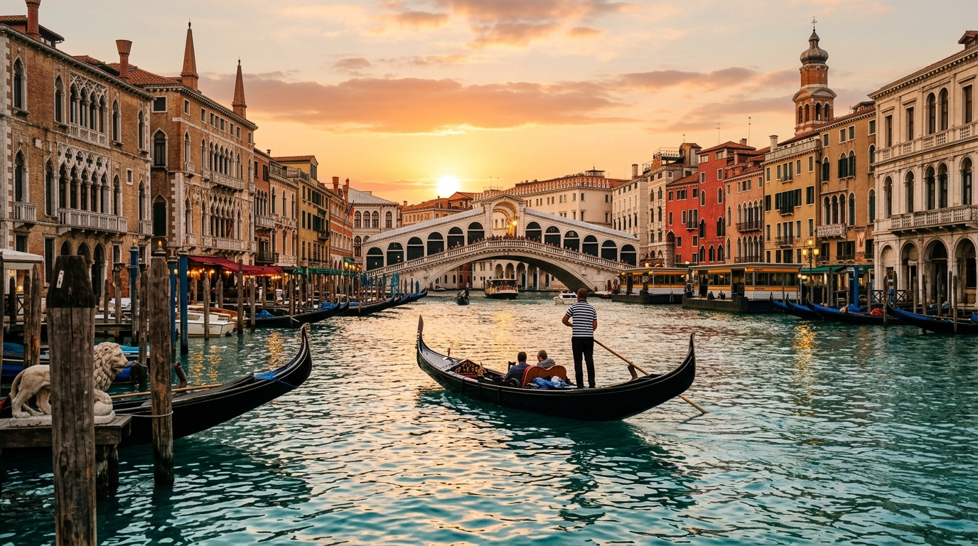 Italy Venice Grand Canal Gondolas